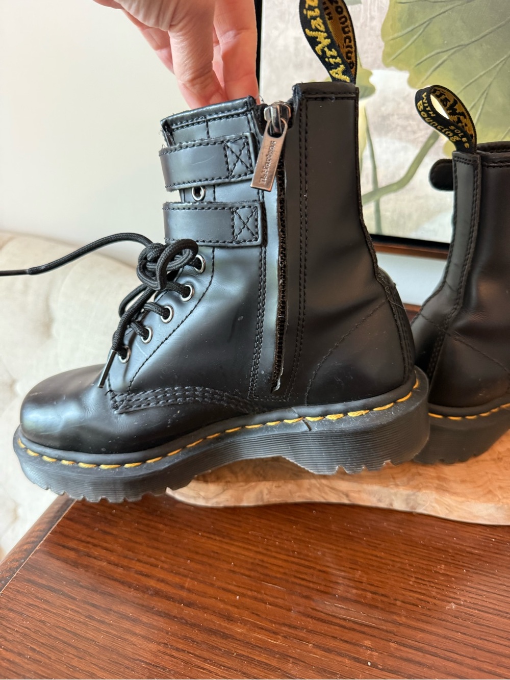 Dr. Martens 1460 Womens Zip Black double buckle Buckle Boot - Picture 14 of 16